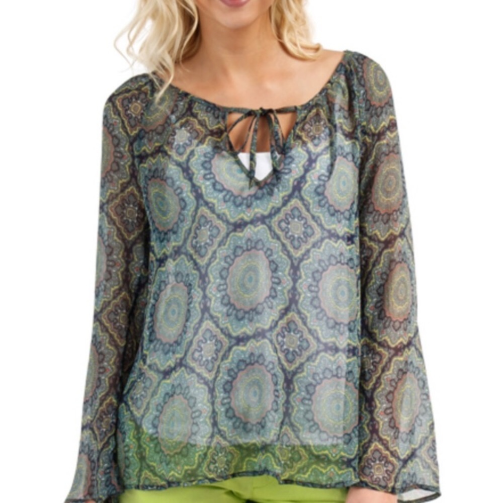 ONeill Sitar boho medallion print sheer blouse s
